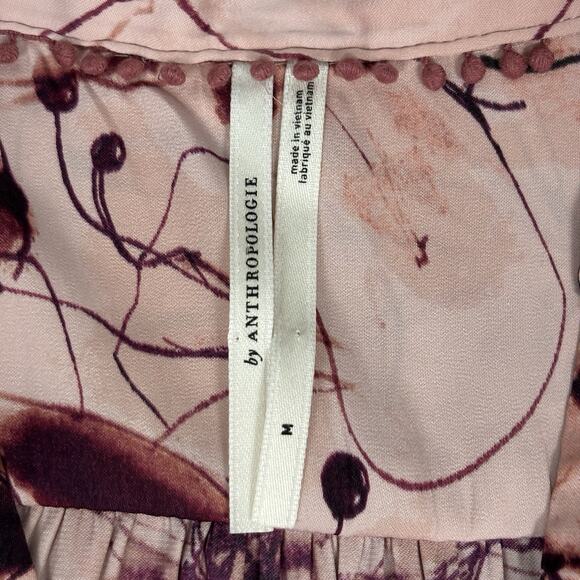 by Anthropologie Henley Blouse Multicolor Flowy Top sz Medium office career boho - Picture 7 of 10